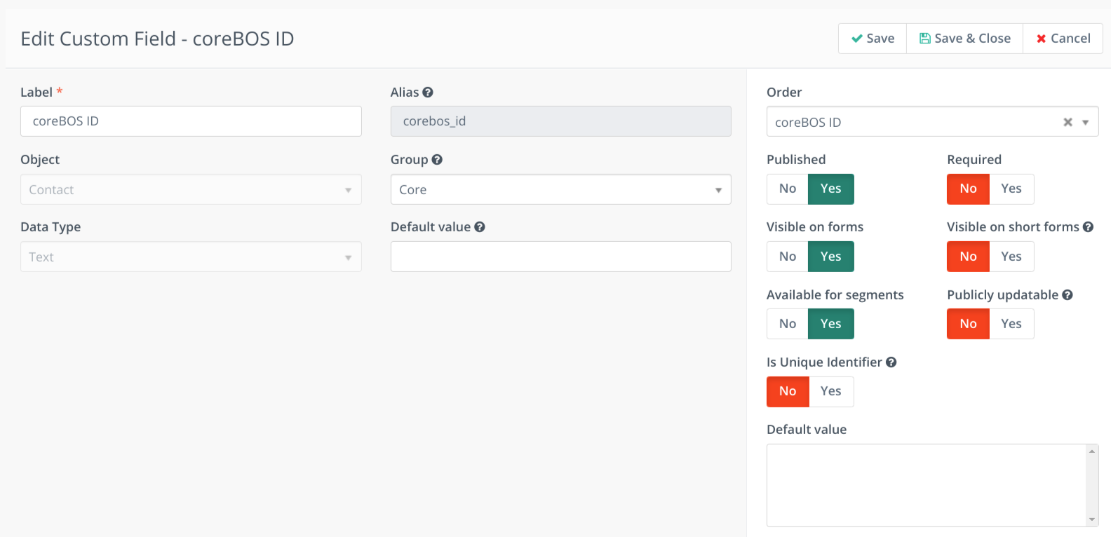 Mautic Contact Custom Field